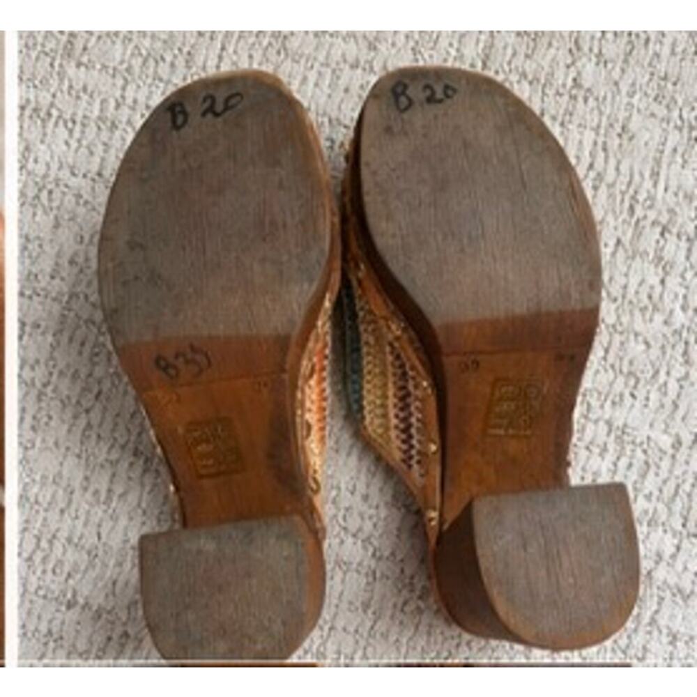 Sandro Rosi Made In Italy Raffia Mule Clogs EU 39 Coastal Boho Heels - Picture 7 of 9